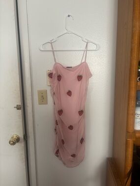 rue21 Strawberry Embroidered Mesh Mini Dress size M